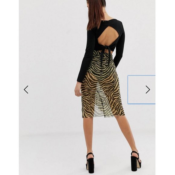 ASOS DESIGN animal print sheer midi skirt with pant - Picture 3 of 6